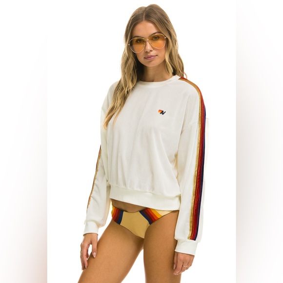 Aviator Nation Tops - Aviator Nation Sweatshirt Classic Velvet Crew Neck Relaxed White Unisex Size XL